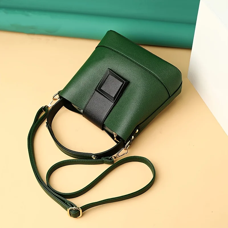 Einfache Beuteltasche, trendige Geldbörse mit Griff oben, modische Hanbag-Umhängetasche für Damen – Detail 4