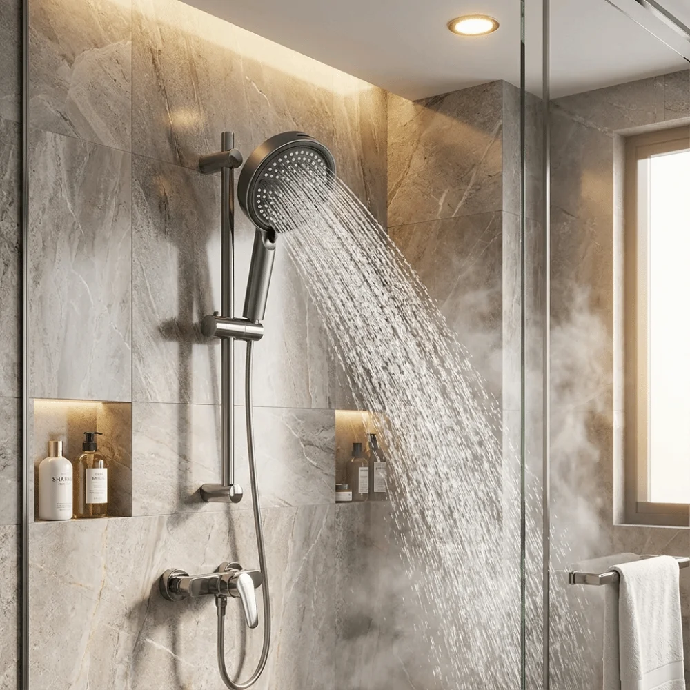 Big Panel Design Handheld Shower Head 7 Modes Pressure-Boosting Structure Massage Shower Head Extra-Wide Large Panel