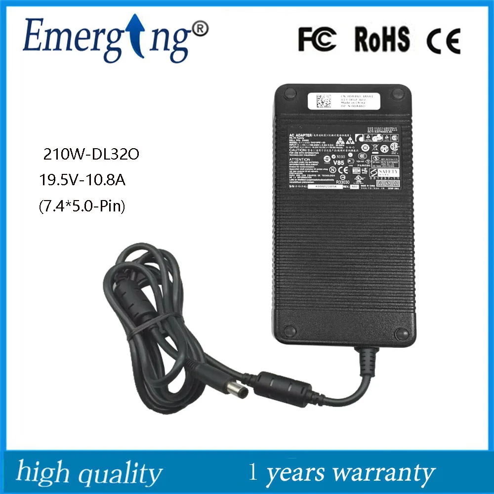 19.5V 10.8A 7.4*5.0mm 210W New AC Original Laptop Adapter For DELL Precision M4600  M4700 E7440 M17x M18x R2 R2 R3 R4 D846D DA21