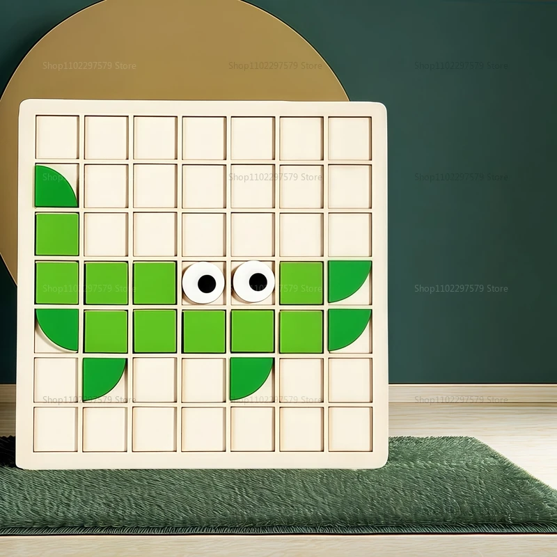 Colorful Geometric Shapes Puzzle Toys 120Pcs Wooden Blocks Kids Montessori Games Educational Toddler Gift Creative Learning Play