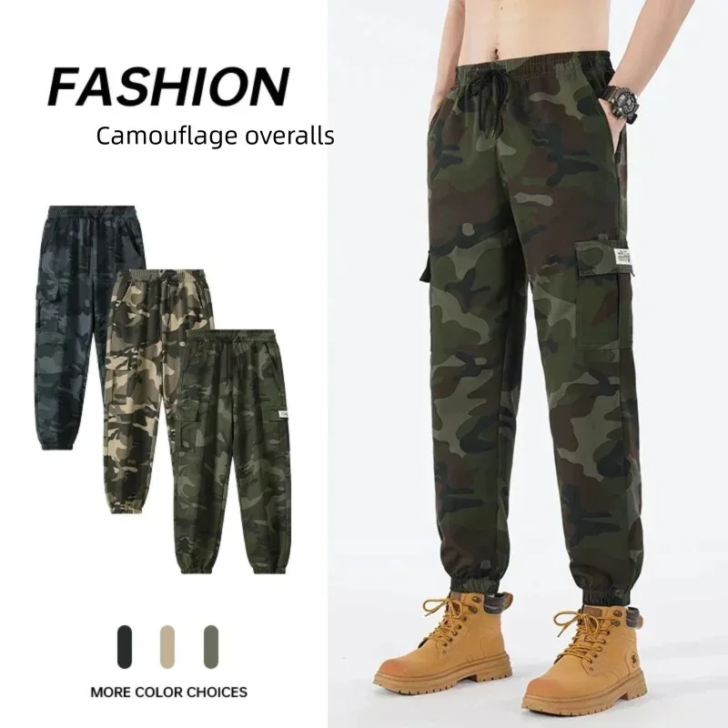 سراويل عمال مموهة للرجال من العلامة التجارية الأمريكية ملابس الشارع متعددة الجيوب سراويل عصرية متعددة الاستخدامات