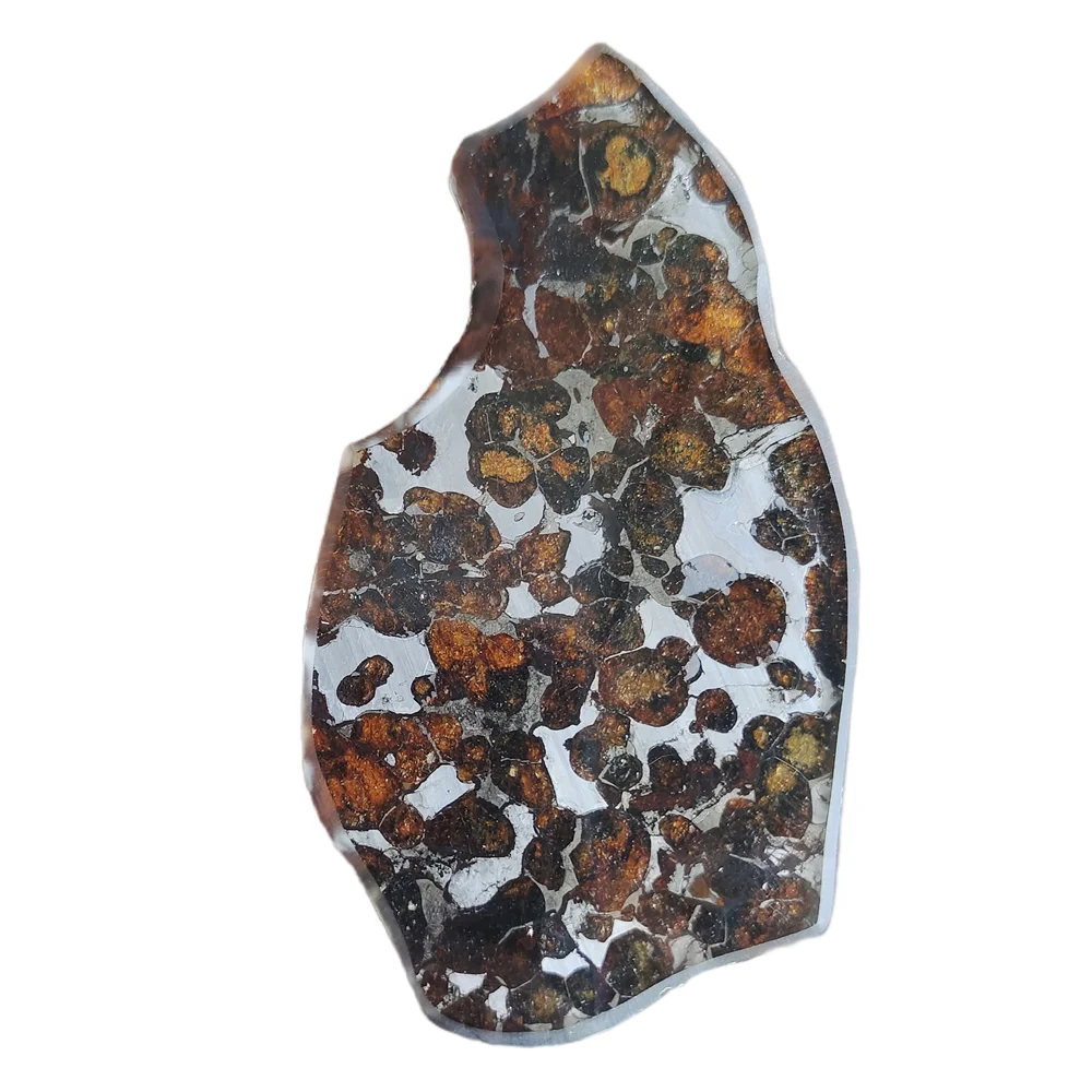 

26.4g SERICHO Pallasite Natural Meteorite Material Sliced Olive Meteorite Slices Specimen Collection - From Kenya - QA250