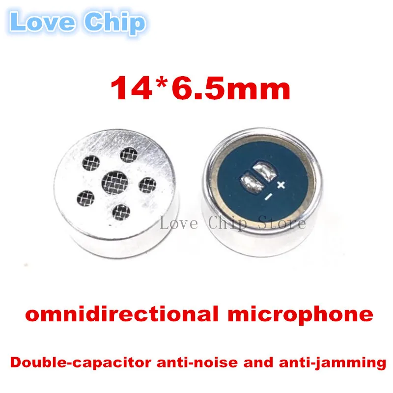 

10Pcs 14X6.5mm 1465 14MM MIC Core point Anti-noise Karaoke Anchor omnidirectional Microphone high sensitivity Dual Capacit