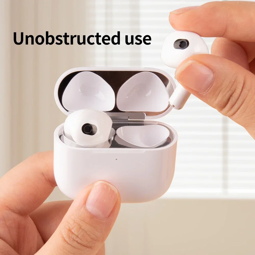 Sticker For AirPods 4 Ultra -thin Metal Dust Scratch Resistant Sticker Metal Dust Guard Protective Earphone Protective Film