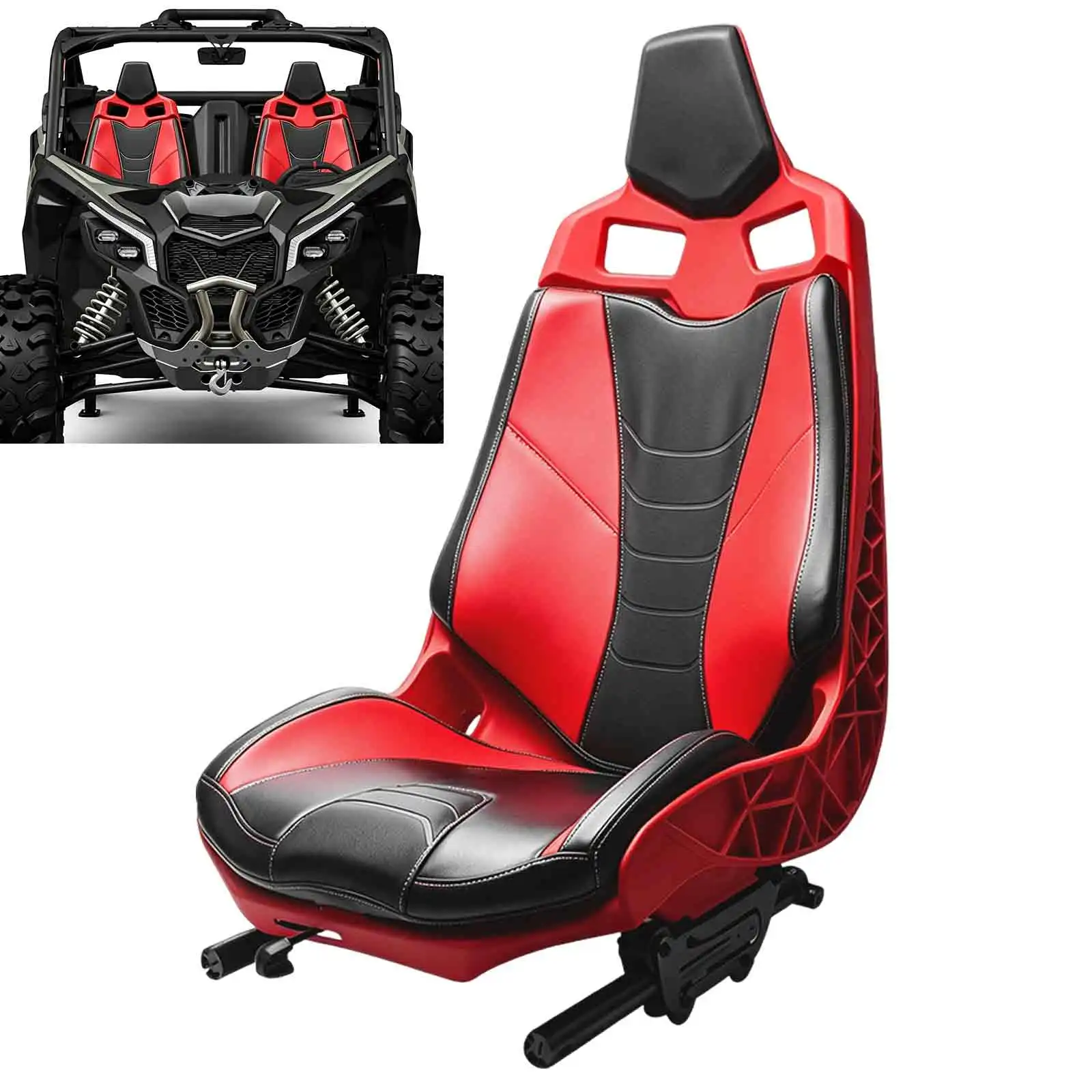 UTV Accessory Black Red Sport Bucket Seats Adjustable Front or Rear Racing Seat For Maverick X3 DS /X RS/ X MR / X RC 2017-2026