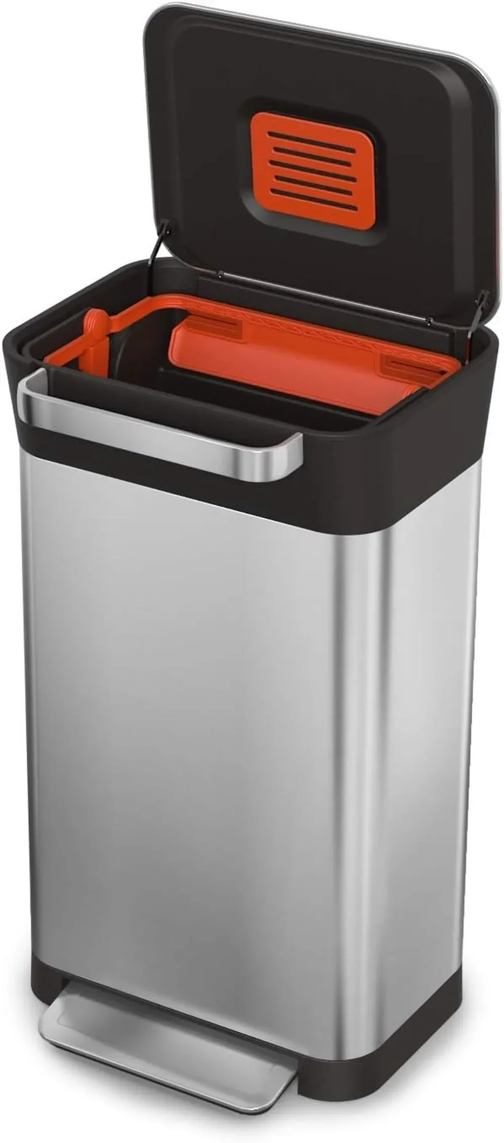 Joseph Joseph Intelligent Waste Titan Trash Can Compactor with Odor Filter, Holds Up to 90L After Compaction Stainless Steel 30L