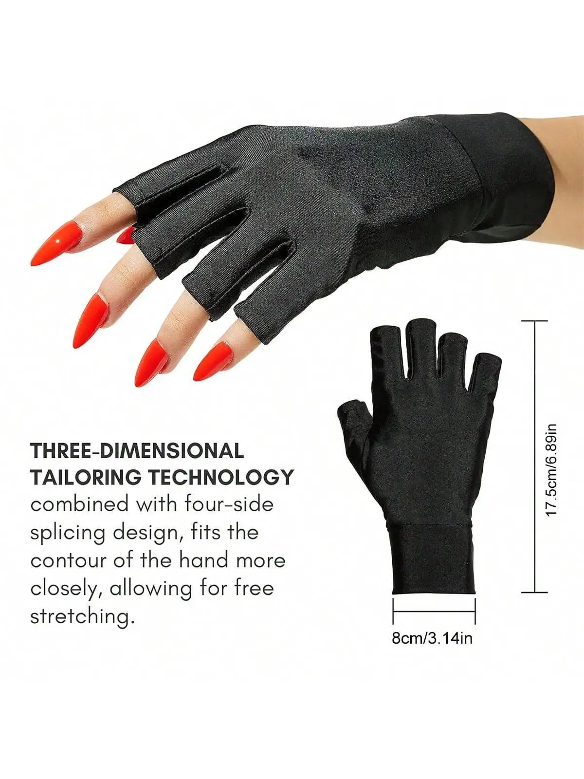 Sarung Tangan Tanpa Jari Anti-UV untuk Lampu Kuku Gel - 2 Pasang, Perlindungan Manikur, Melindungi Tangan dari Sinar UV