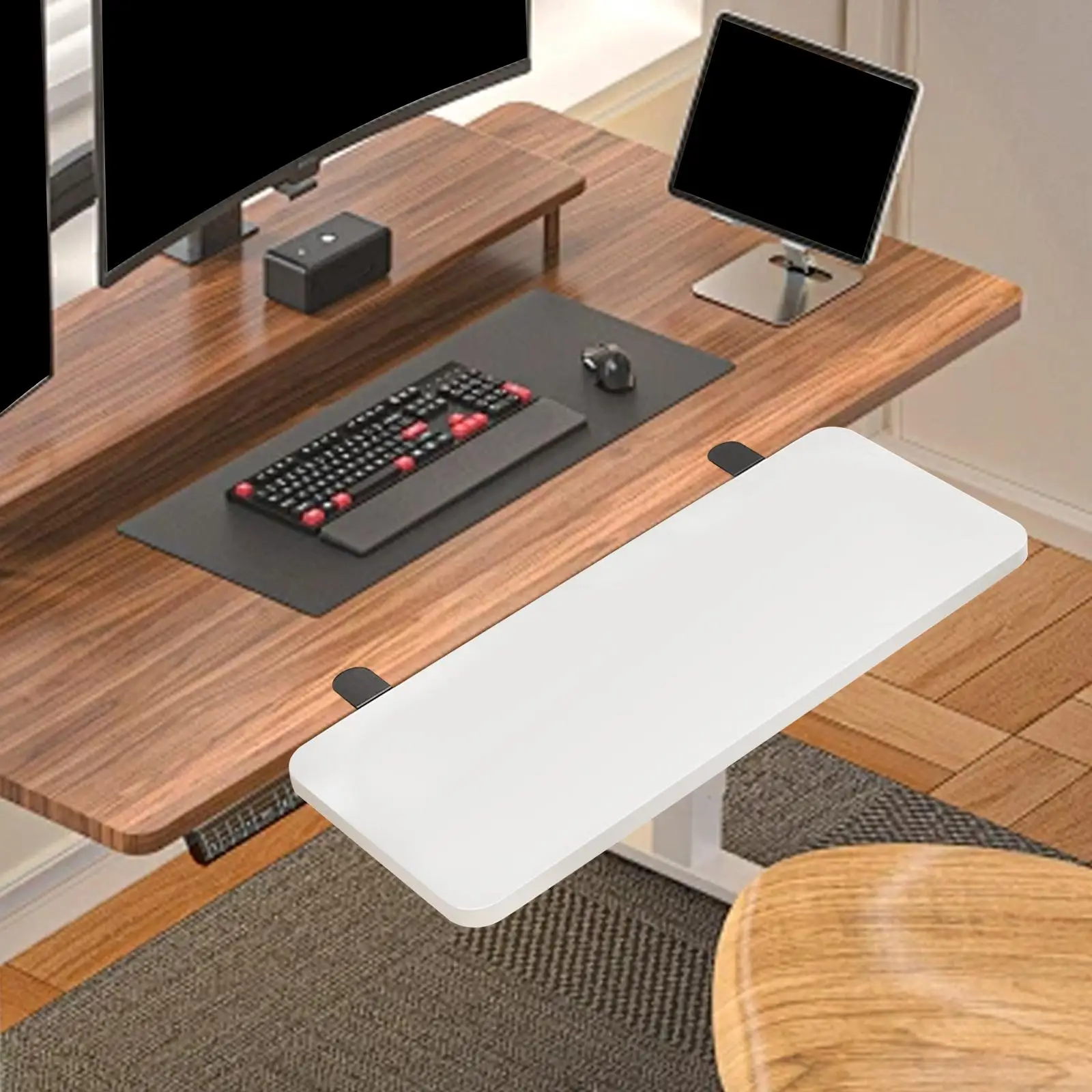 Desk Extender Tray Foldable Side Table Clamp Mount Extension Board for Small Home Office