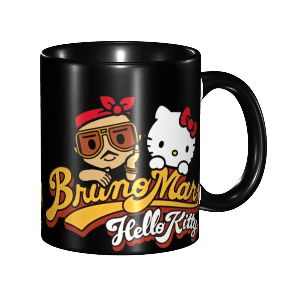 

Kawaii Bruno Mars Hello Kitty Logo Gift Mug for Kids Birthday Present for Girls Boys Coffee Cup