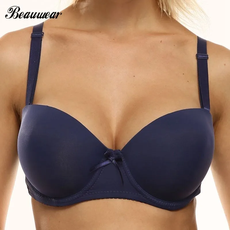 

Beauwear Women Sexy Brassiere Seamless Lingerie Tops Underwired Bra Super Push Up Strapless Bh for Dress Big Cup C D DD E