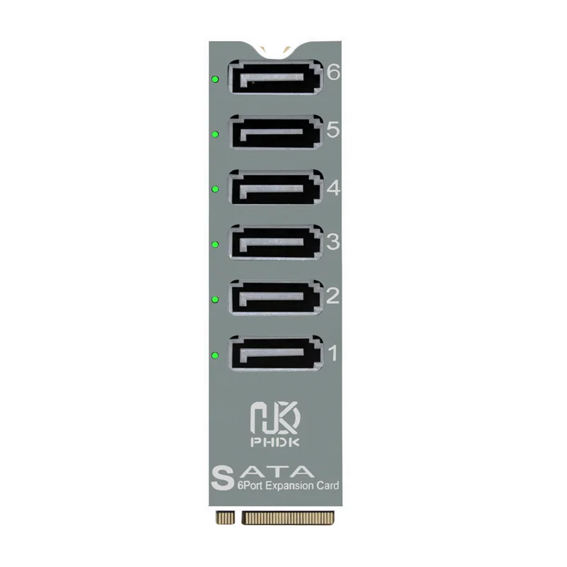 NVME to 6 Port SATA3.0 Expansion Card Riser Converter SSD HDD SATA3 Port Multiplier M.2 M Key to SATA Adapter with Heatsink Case
