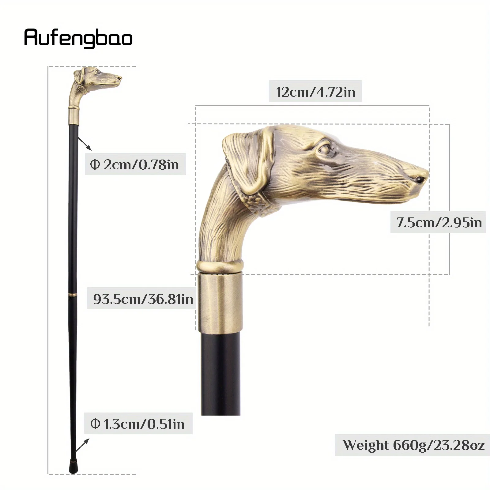 Yellow Dog Sausage Dog Head Walking Cane Fashion Decorative Walking Stick Gentleman Elegant Cosplay Cane Knob Crosier 93cm