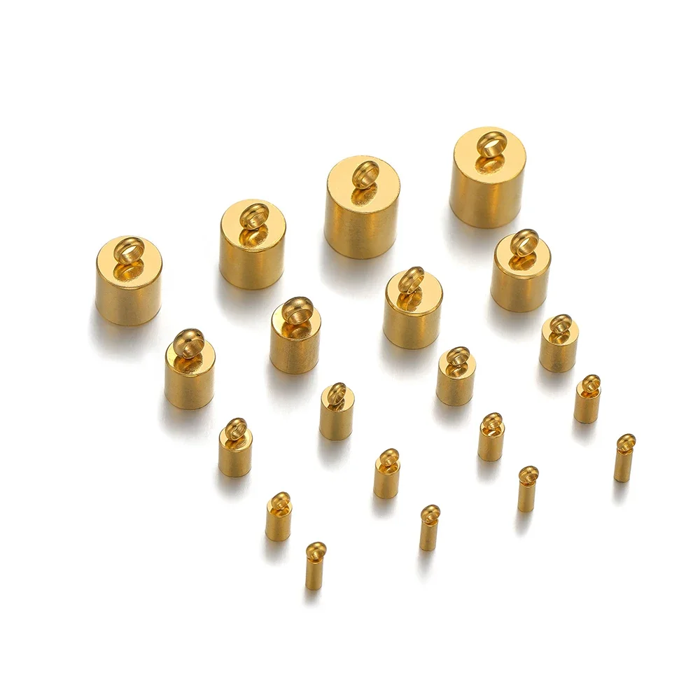 20pcs 18K Gold Stainless Steel Bucket Rope Caps Crimp End Caps for DIY Jewelry Findings Bracelet Necklace Components Wholesale view 6