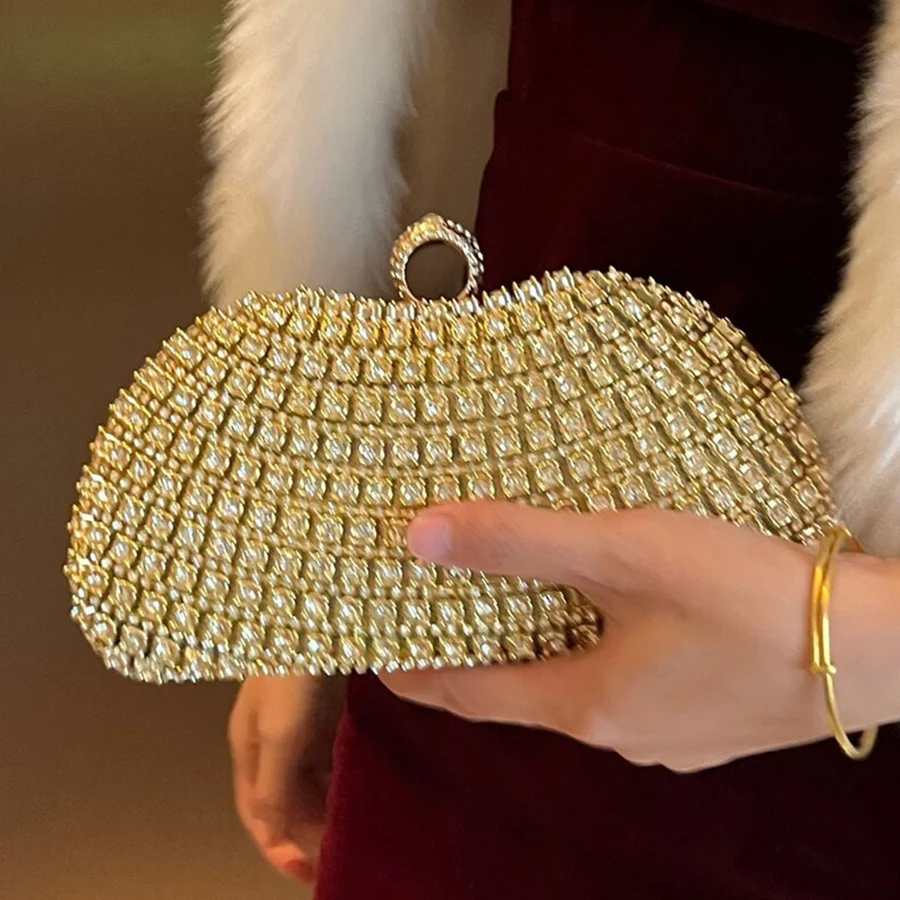 

Small Rhinestone Square Purse Trend Luxury Designer Chain Shoulder Bag Women's Handbags Wallets Evening Bag For Wedding ﻿Bolsas