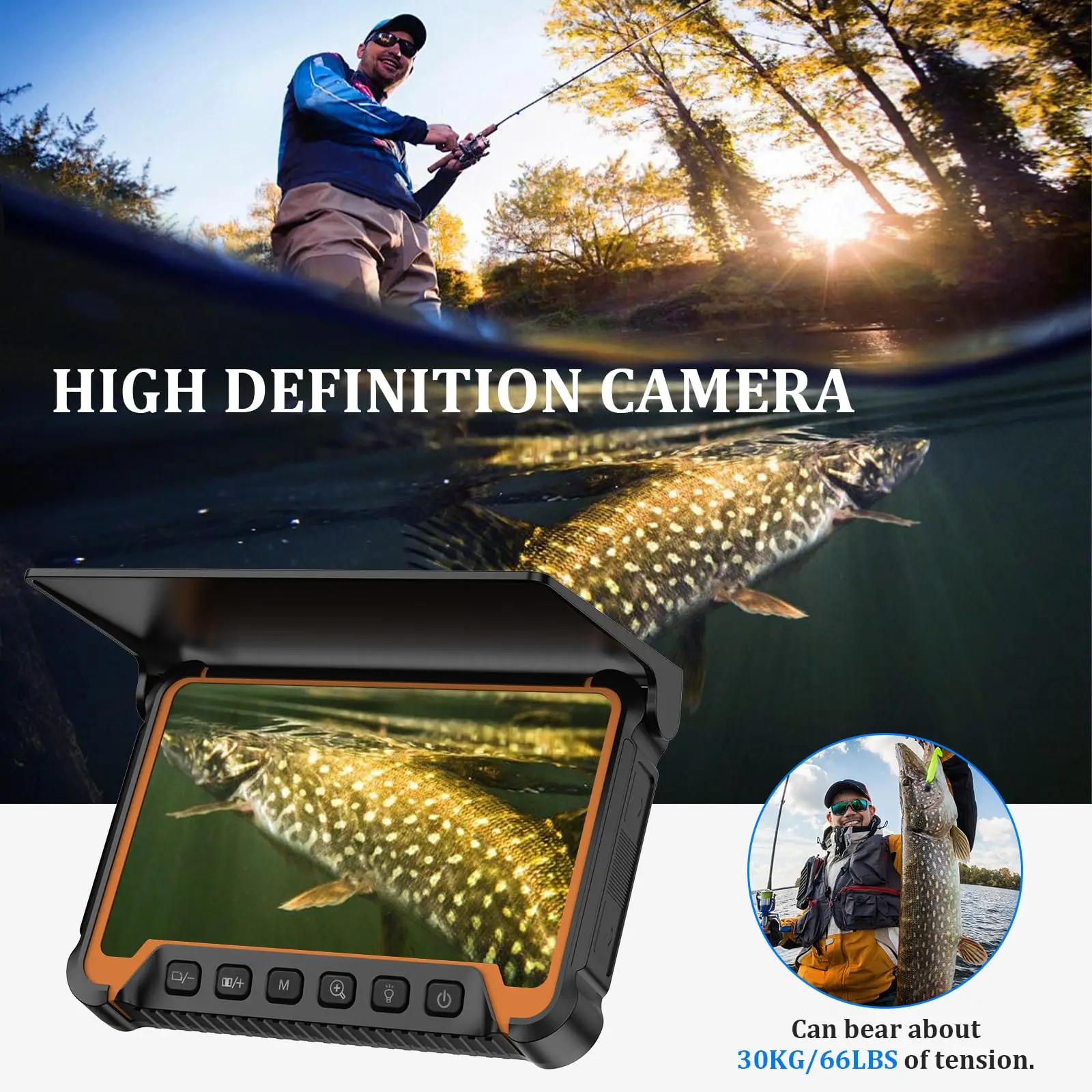 Underwater Fish Finder Fishing Camera 7 IPS Monitor, Infrared Night Vision 98ft Cable Waterproof Portable Fish Camera for Ice - Image 2