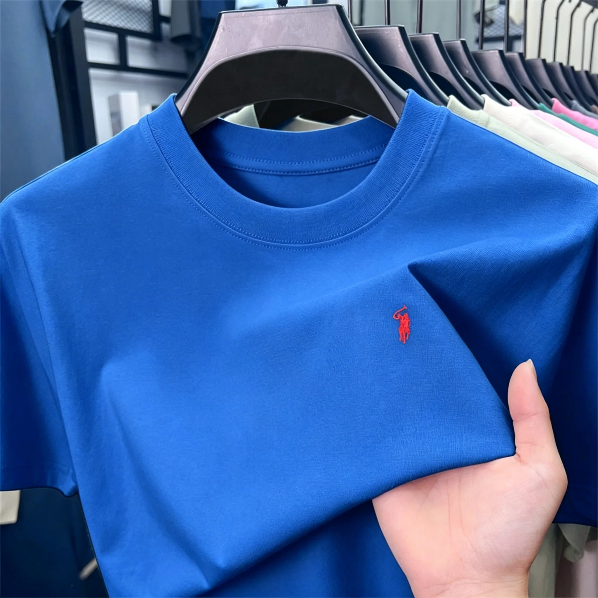 100% Baumwolle Herren Kurzarm-T-Shirt Modemarke Paul Pony Stickerei Sommer Neu High-End Bequemes Lässiges Rundhals-Oberteil