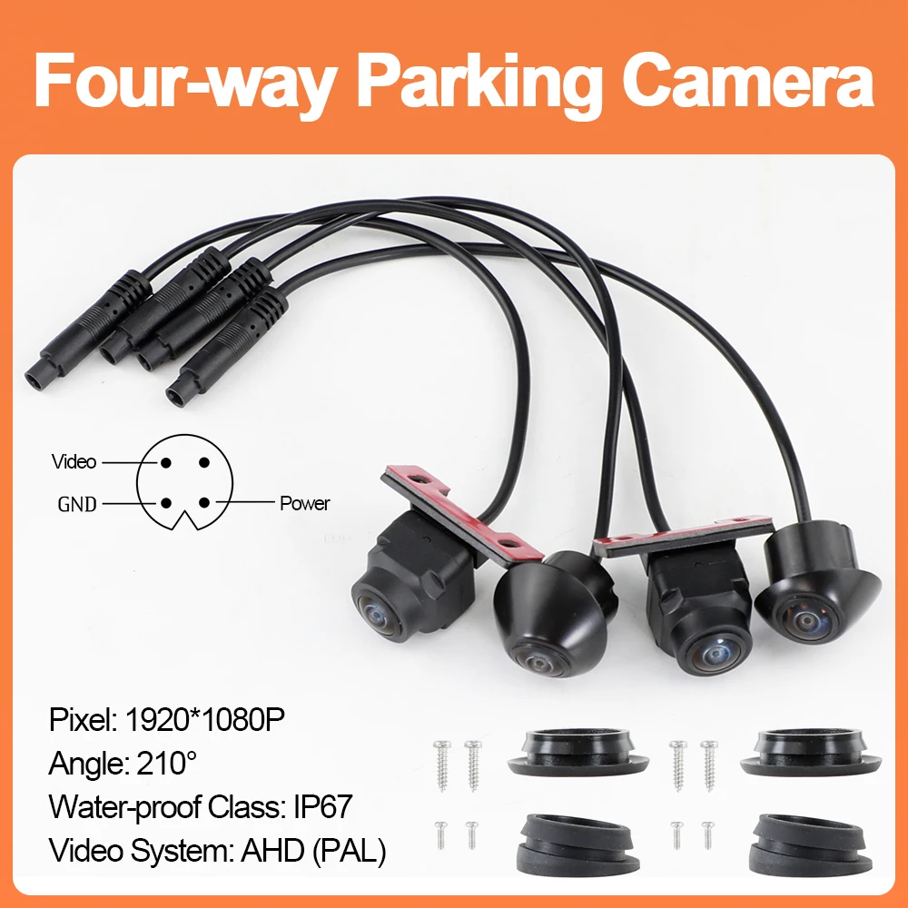 Carsanbo 10.25 Inch IPS Touch Monitor 360 Degree Camera System for Car 4CH DVR Recording Parking Cameras with Calibration Cloth