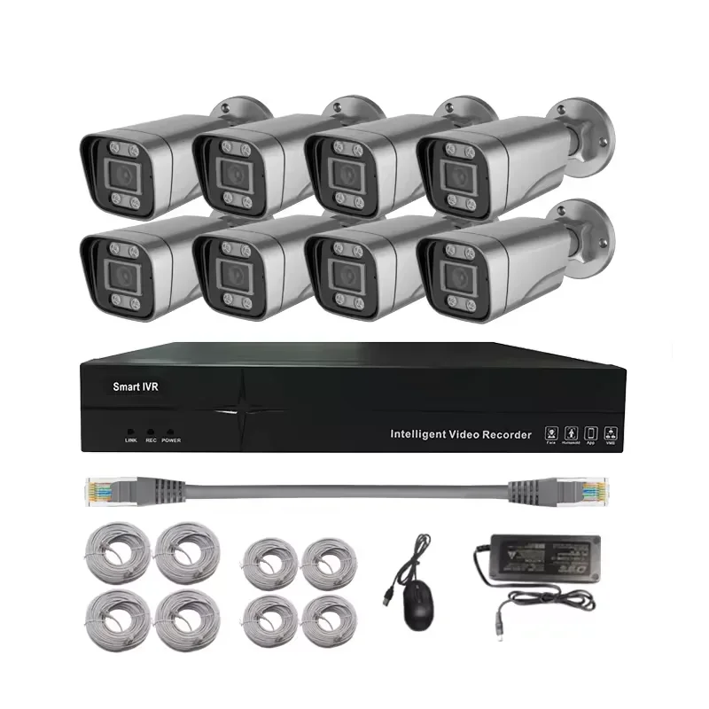 야외 CCTV 카메라 시스템, 8ch 네트워크 카메라 키트, 홈 보안 AHD POE NVR 키트, 4mp