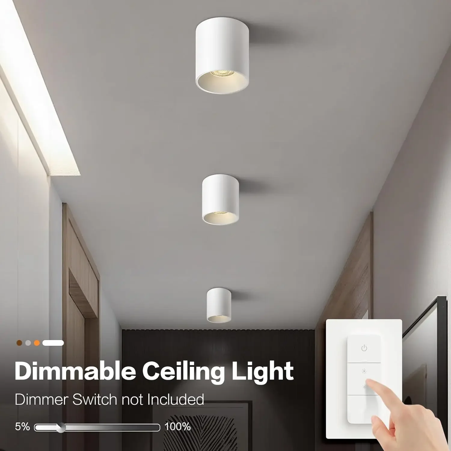 

Современный светодиодный потолочный светильник-цилиндр белого цвета, диммируемый, для прихожей, гостиной, кухни, встраиваемый, COB 10W 18W