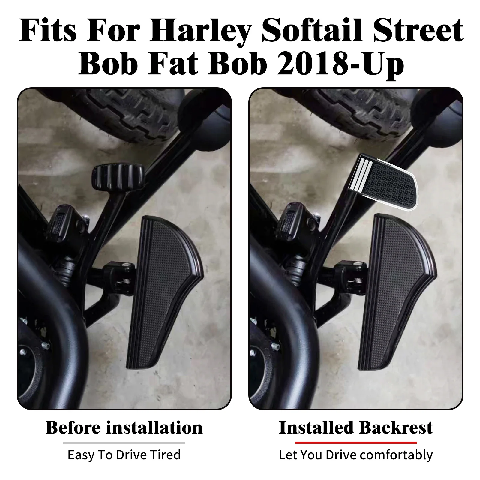 Bantalan pasak kaki Pedal rem sepeda motor, untuk Harley Softail Fat Bob FXFBS FXDF Street Bob FXDB FXDBP 2018-2023 penutup pijakan kaki hitam
