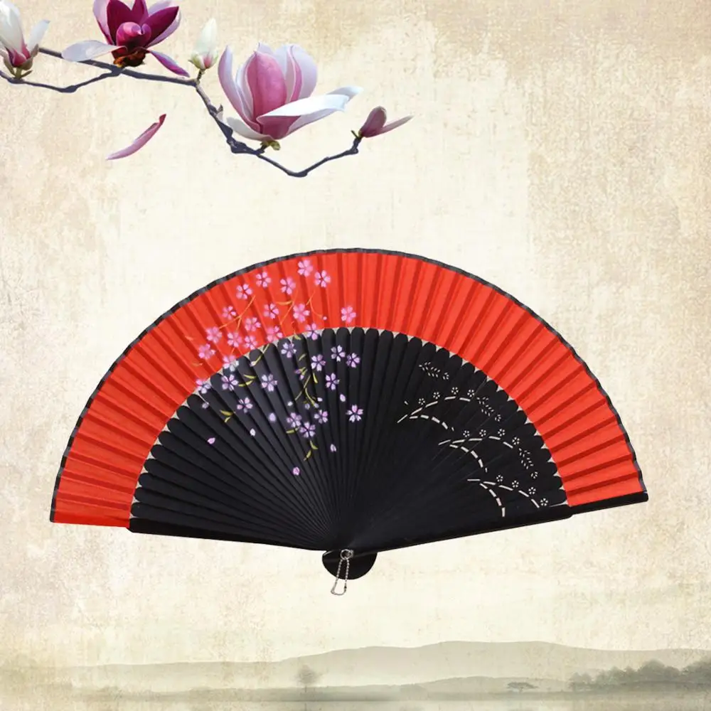 Party Blank Spun Folding Fan Chinese Art Paper Red Black Fan DIY Painting Drawing Fan Early Education Drawing Fan Party Supplies