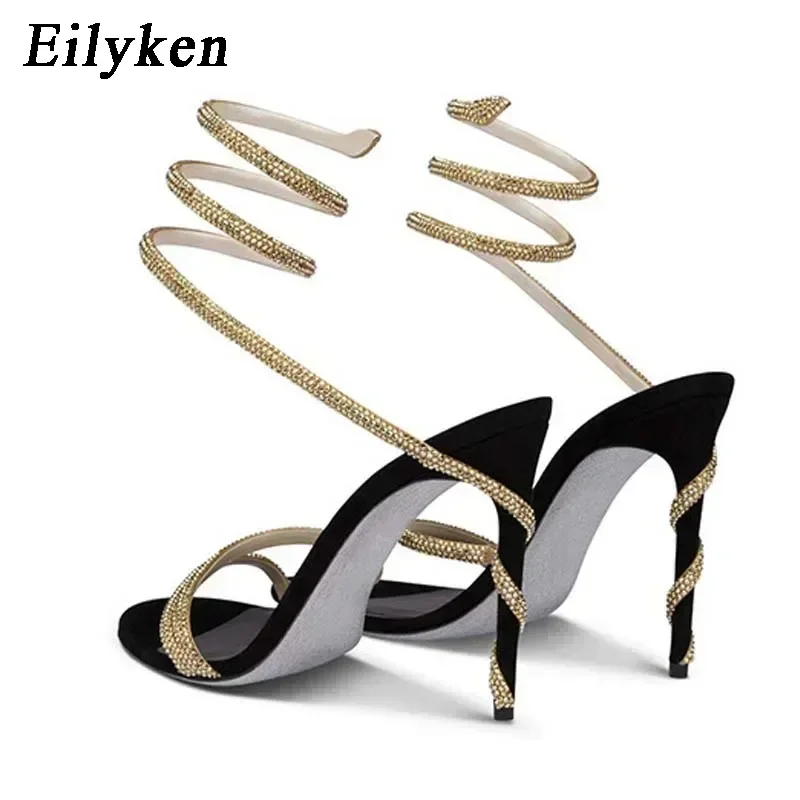 Eilyken Mode Kristall Stiletto High Heels Frau Sandalen Street Style Sexy Offene spitze Hochzeit Party Prom Ankle Strap Schuhe