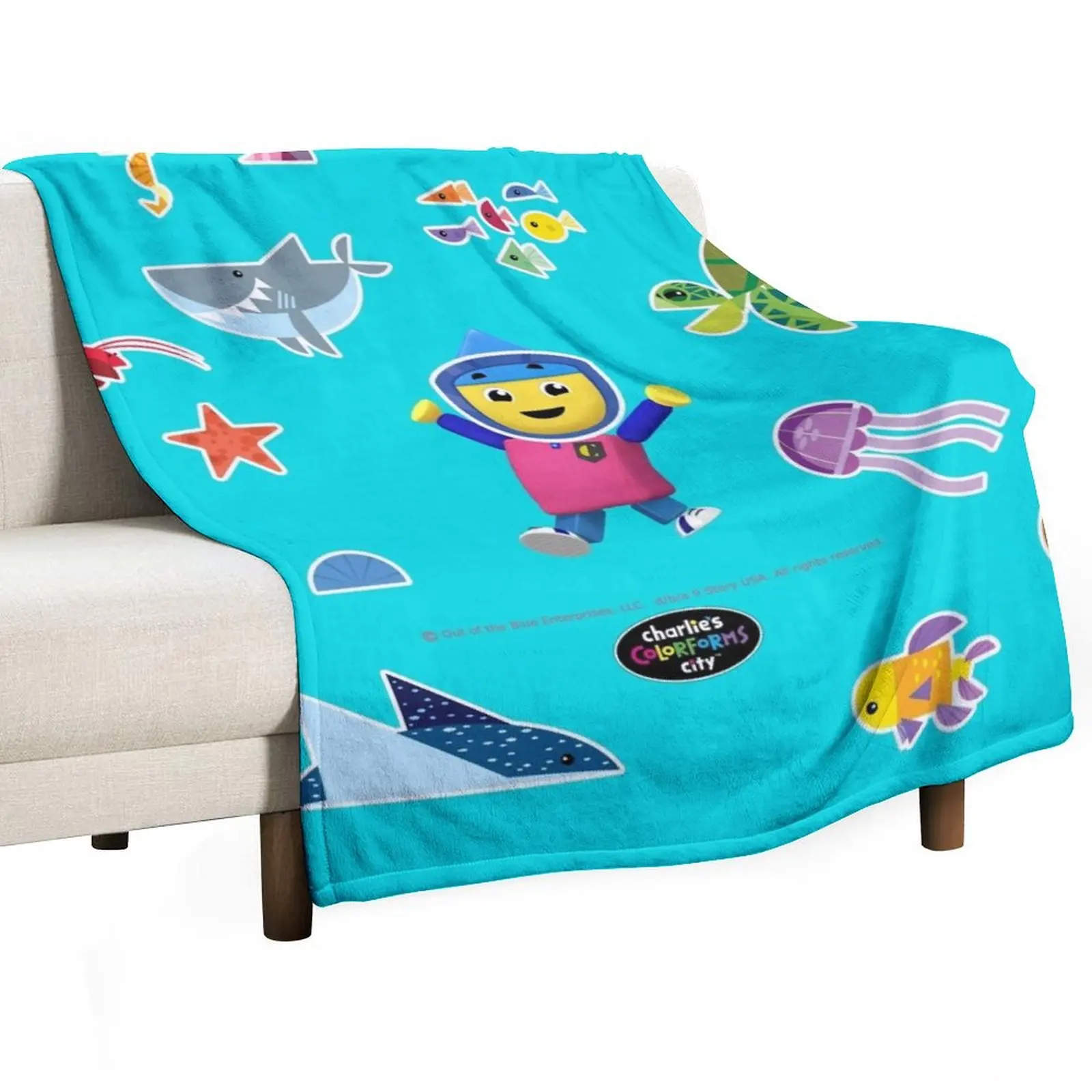 Charlie Under Water with Sea Creatures Throw Blanket Thin Kid'S Flannel Fabric Blankets