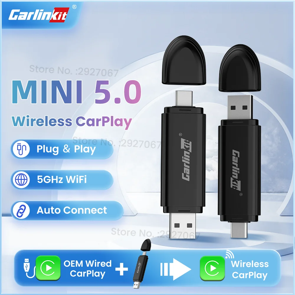 

CarlinKit New MINI 5 Wireless CarPlay Box Car Play Adapter USB Dongle for OEM Car Stereo Plug and Play WiFi BT Auto Connect OTA