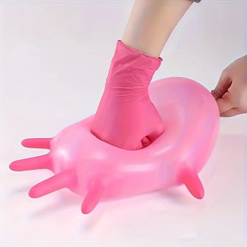 100PCS Pink Disposable Nitrile Gloves Waterproof Anti-static Durable Nitrile Gloves Paint Hair Care Kitchen Cleaning Tools