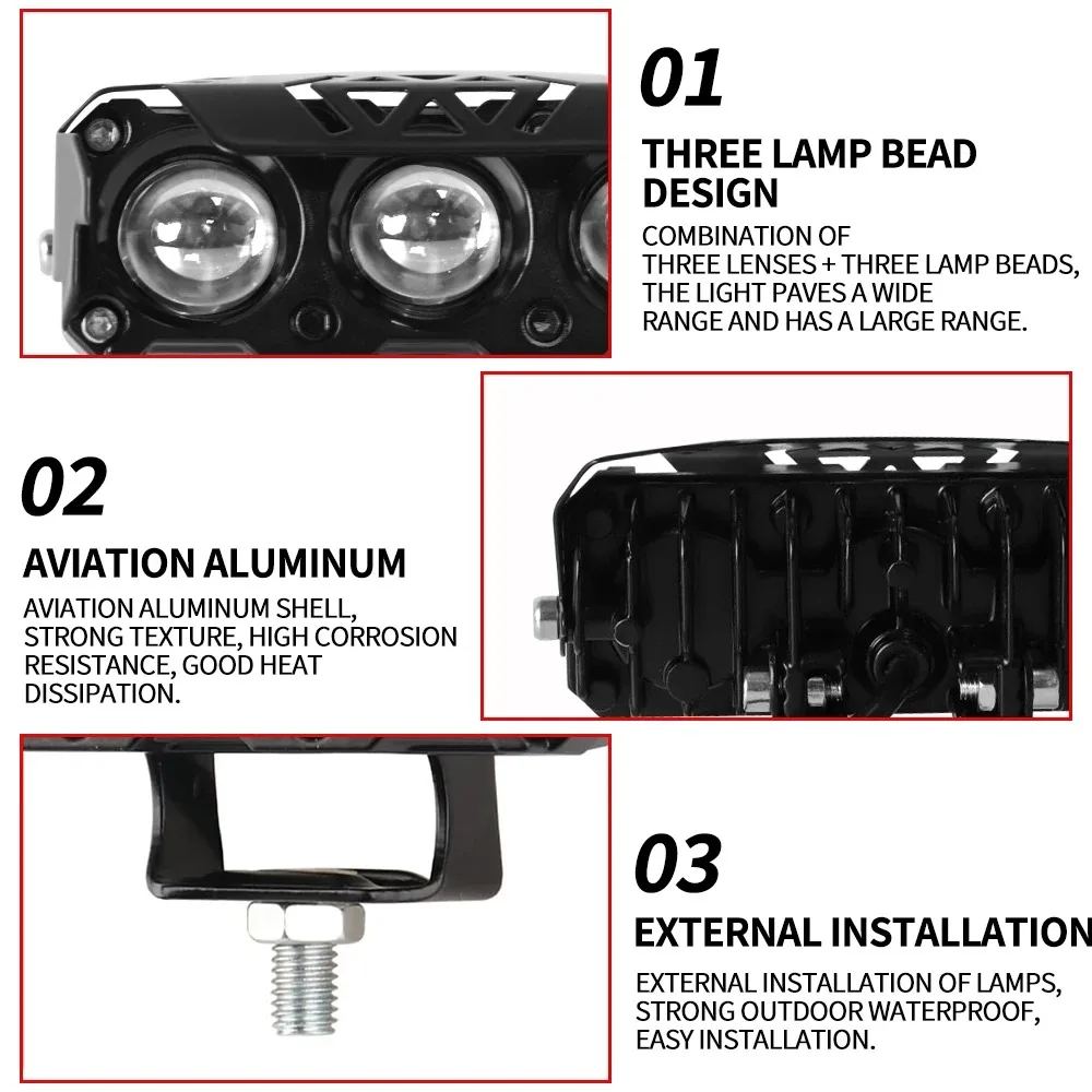 2/3/4/5/6 Lens Motorcycle LED Spotlight Dual Color Fog Lamps for Car Mini Lens Headlight Driving Light Motorcycle Accessories view 3