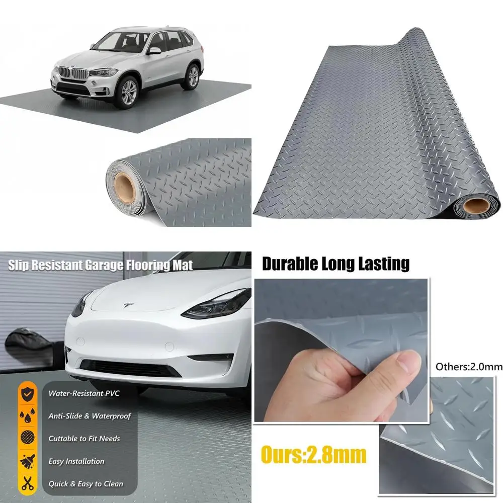 

Thick PVC Garage Floor Mat, Heavy-Duty Waterproof Non-Slip Protector for Cars, Trailers, SUVs, Basements, Gyms (Gray) - 3ft x 19