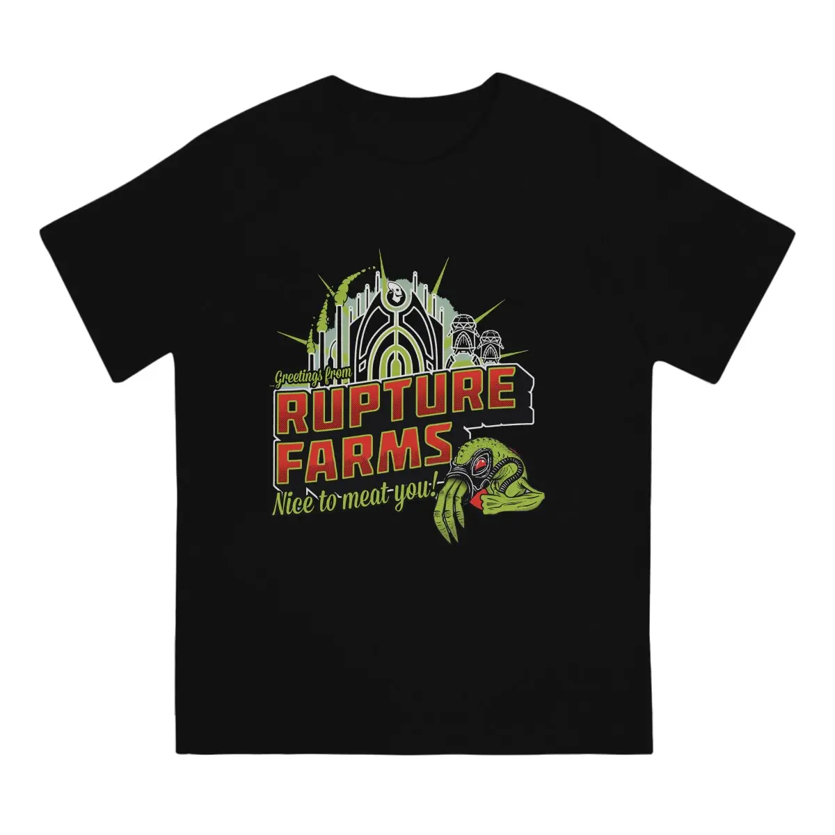 OddWorld Game Men's TShirt Greetings From Rupture Farms Individuality T Shirt Original Streetwear New Trend