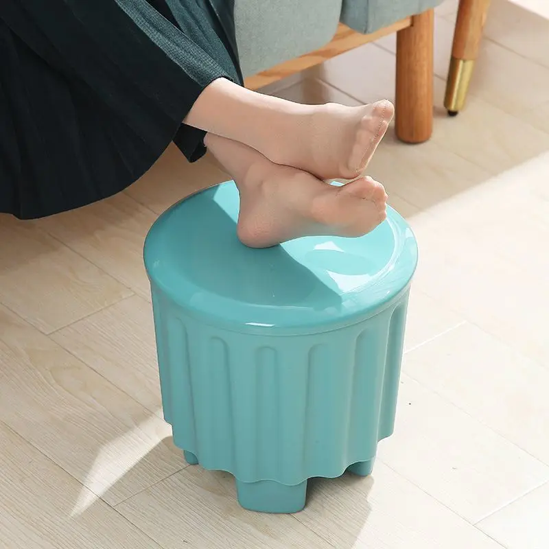 

Household Storage Bucket Chair Toy Snacks Thickened Plastic Small Portable Organize Storage Stool Ottomans Living Room Furniture