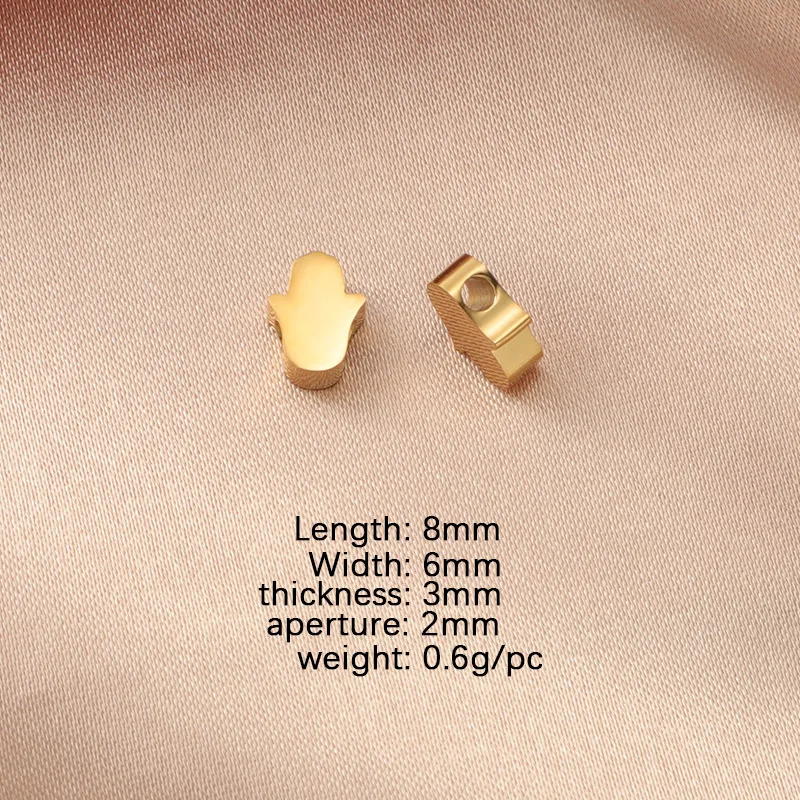 

30pc Stainless steel mirror Hand small hole bead accessory DIY palm 1.8mm aperture 6 * 8mm