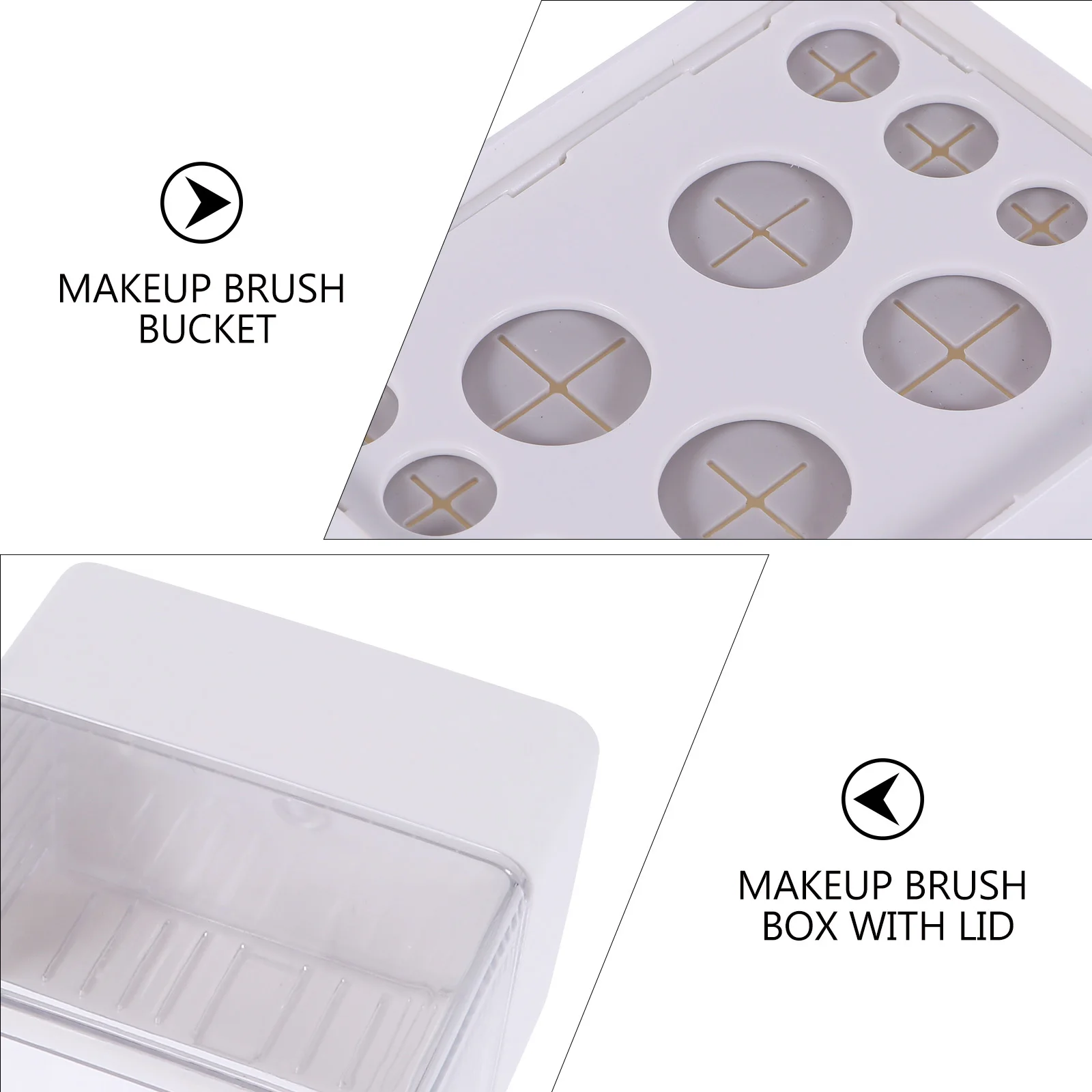 Boîte de rangement pour pinceaux de maquillage, 1 pièce, organisateur en plastique, support à couvercle coulissant pour vanité, conteneur de rangement pour crayons à sourcils de bureau