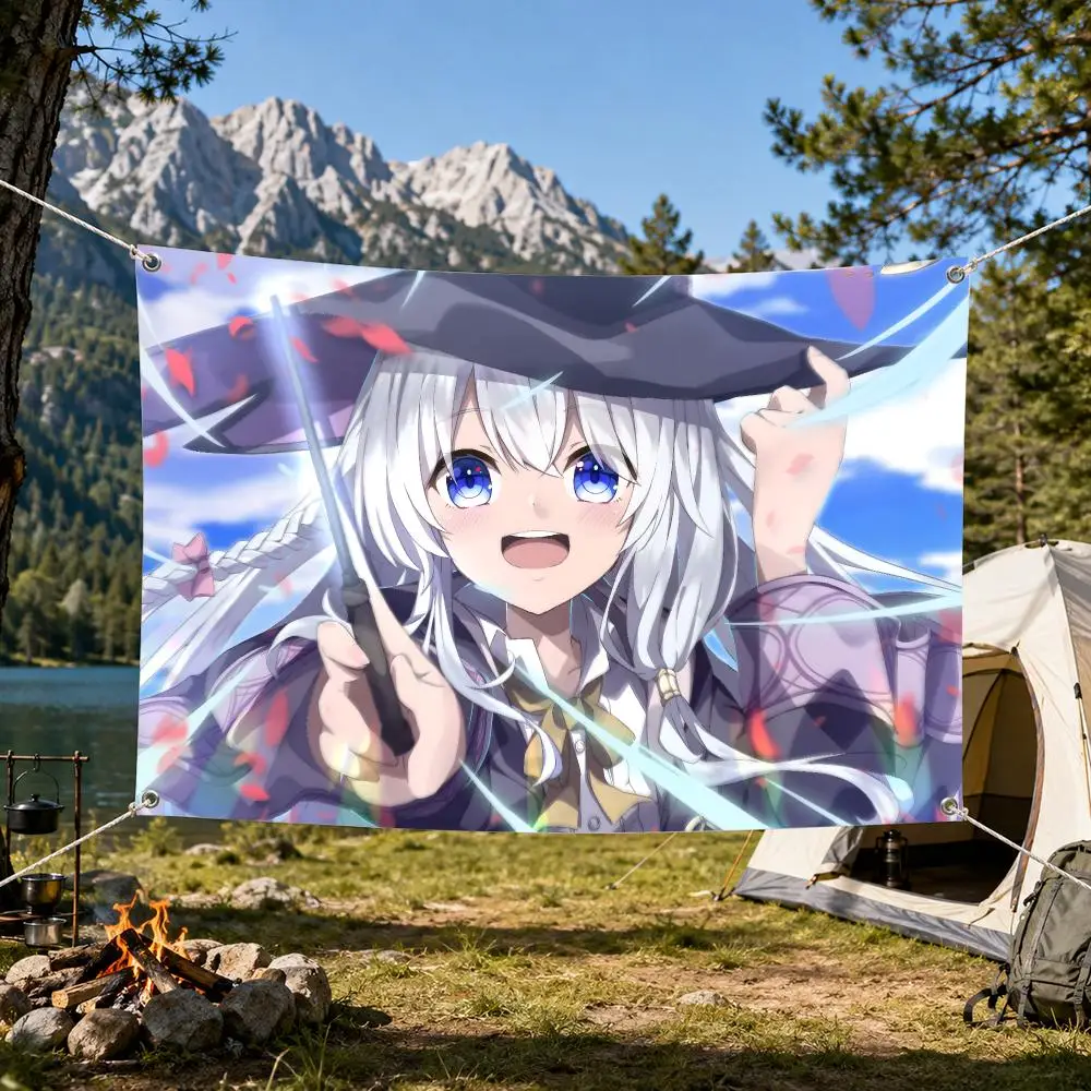 Wandering Witch The Journey of Elaina Flags Aesthetic Wall Tapestry Printed Wall Hanging Living Room Party Outdoor Decor