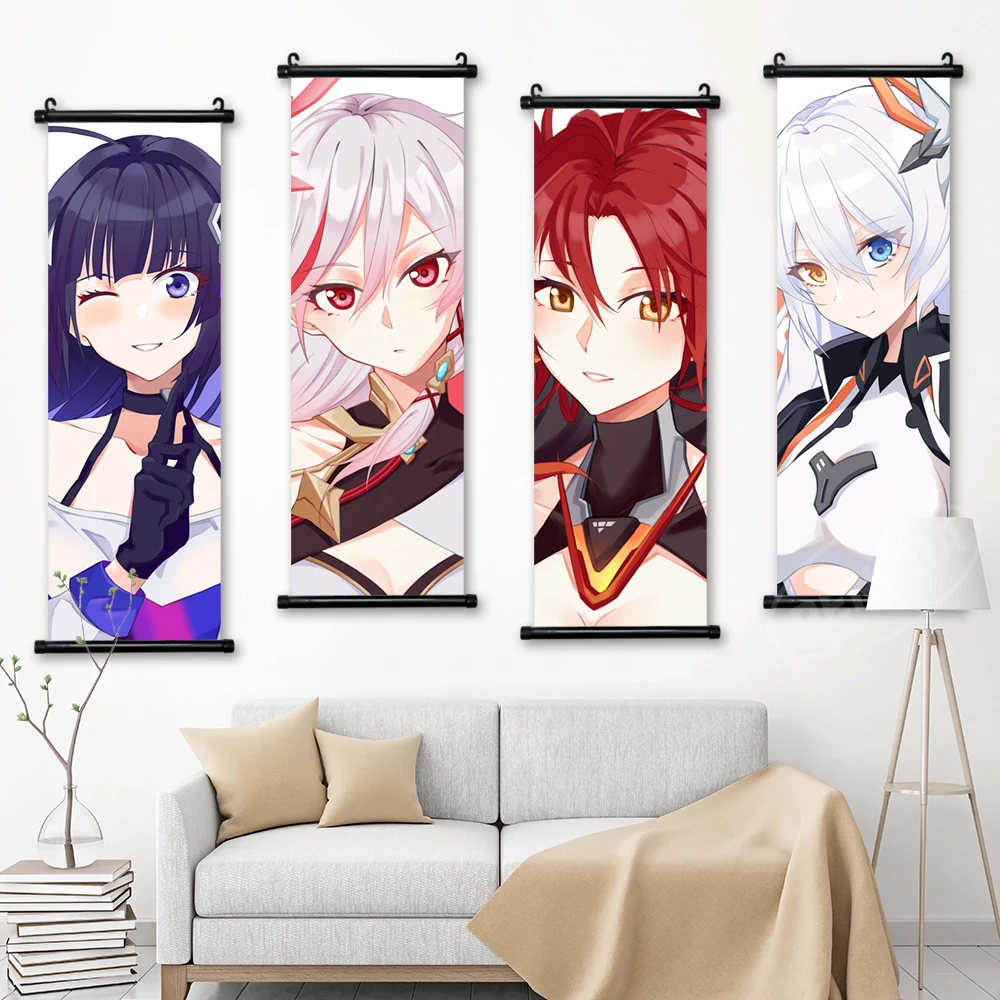 Wall Art Hanging Honkai Impact Scrolls Canvas Theresa Apocalypse Pictures Anime Painting Murata Himeko Print Poster Home Decor