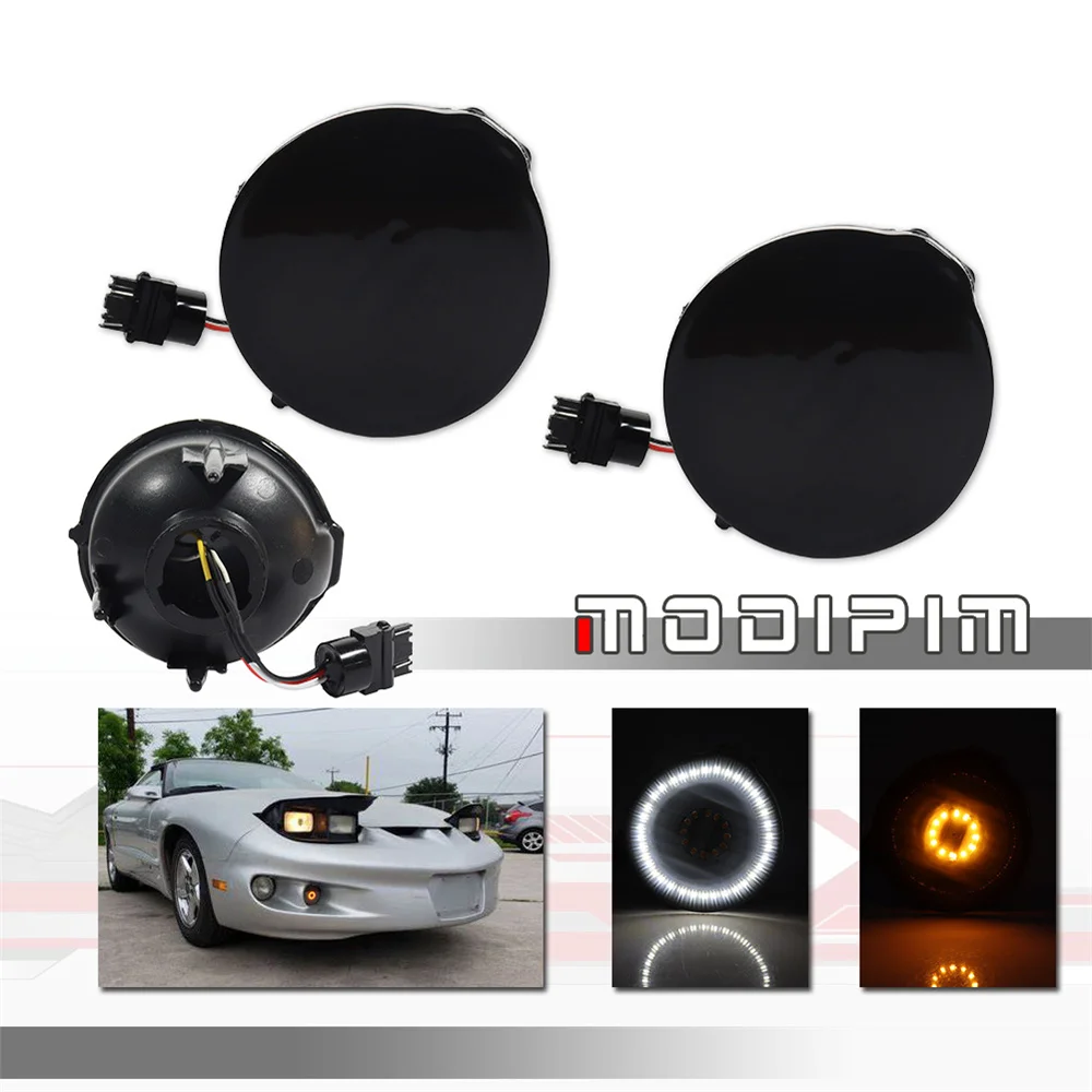 Switchback Amber LED Car Front Bumper Turn Signal Lights & Xenon White DRL Running/Driving Lights For Pontiac Firebird 1998-2002