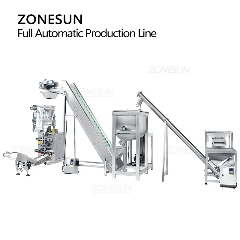 ZONESUN ZS-FAL180X6 Automatische Pulverproduktionslinie Granulatverpackungsmaschine Trockenmehl Getreide Ponch Feilen Versiegelungsausrüstung