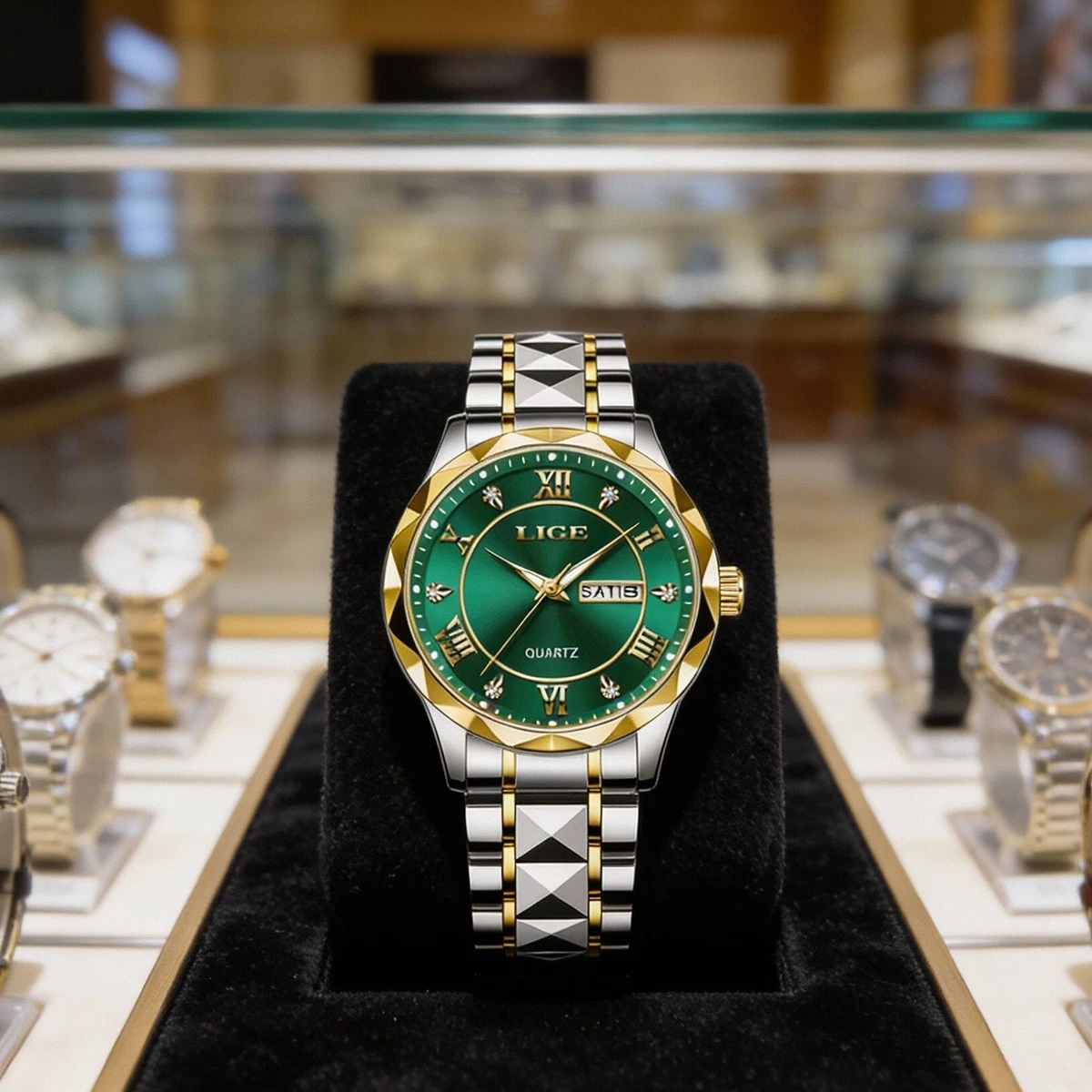 

Мужские часы LIGE Luxury Fashion, водонепроницаемые, с подсветкой, указателем даты и дня недели, кварцевые, из нержавеющей стали, наручные часы для мужчин.