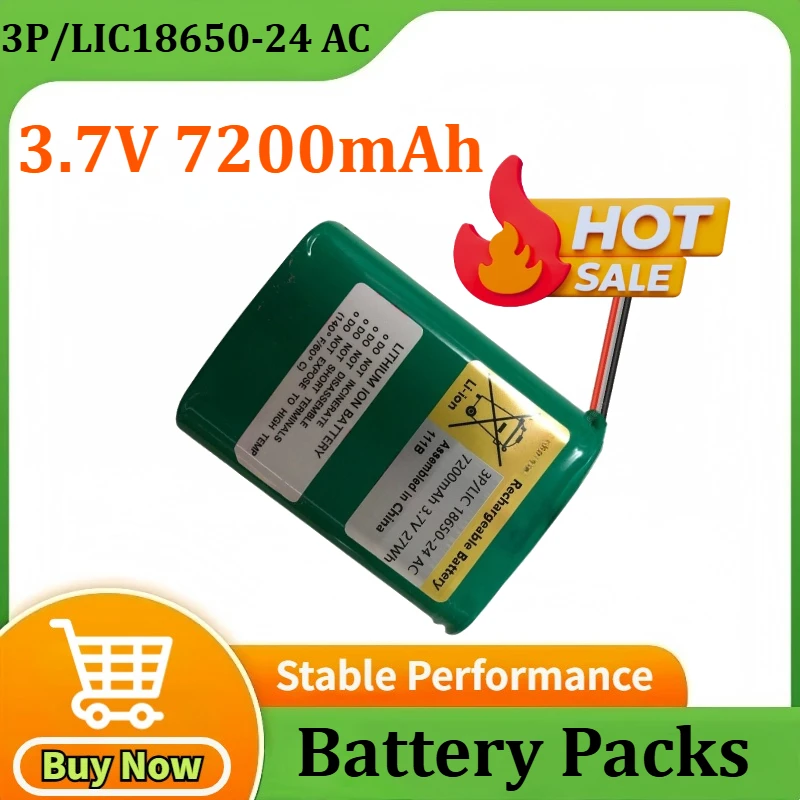 

3.7V 7200mAh 27Wh 3P/LIC18650-24 AC Rechargeable Battery Pack (3-Wire)