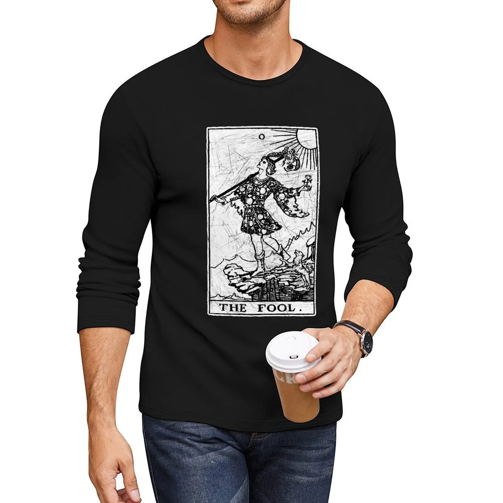 

The Fool Tarot Card - Major Arcana - fortune telling - occult Long T-Shirt Anime t-shirt customized t shirts mens tall t shirts