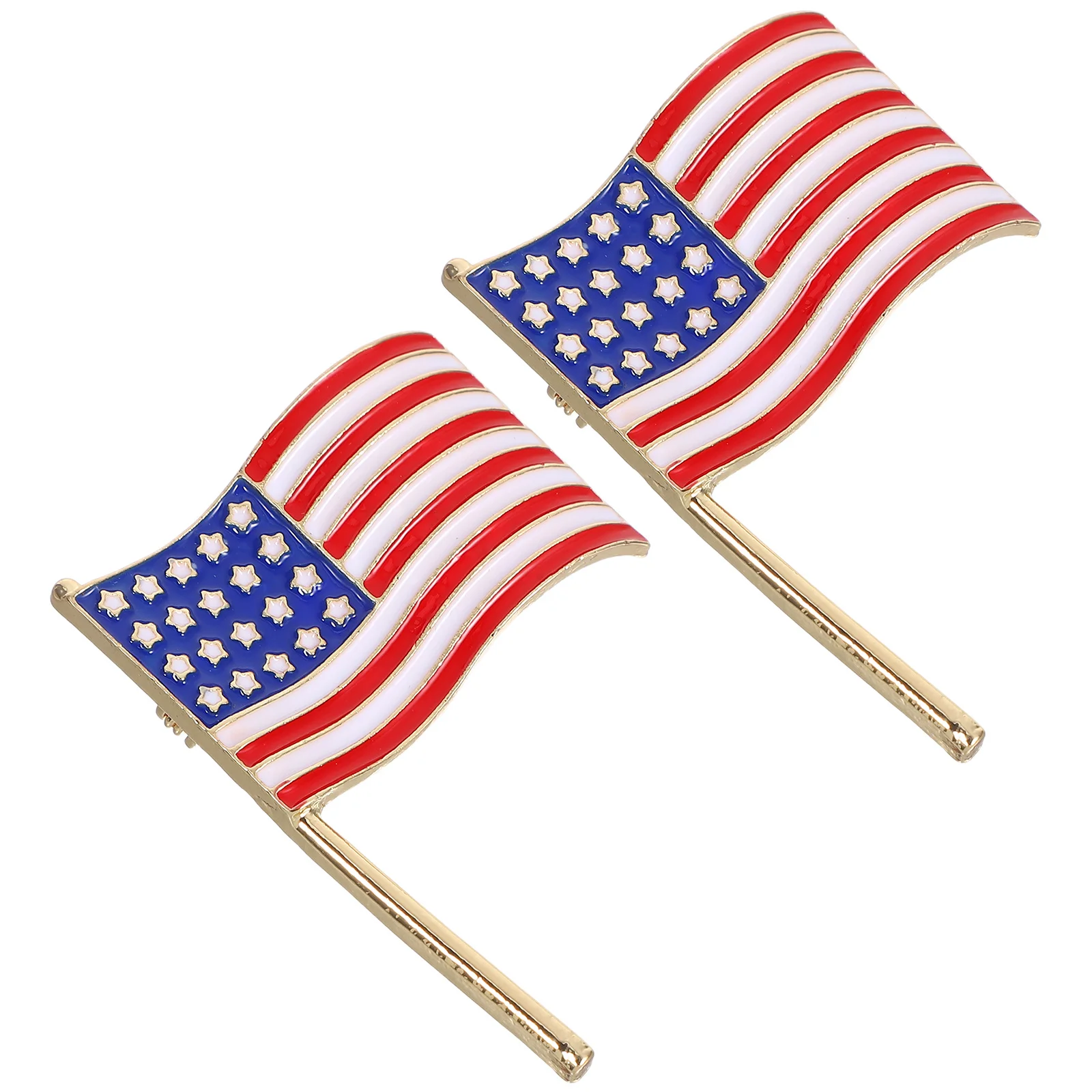 

2Pcs Usa Flag Brooch Pin Red White Blue Enamel Patriotic Lapel Pins for Memorial Day Independence Day July 4th Events