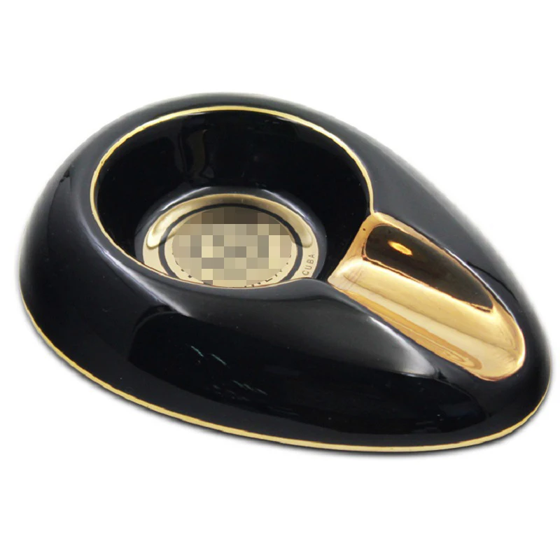 Cigar Gadgets Ceramic Ashtray Single Cigar Holder mini Portable Ash Slot tray Tobacco Cigarette Ashtray Gift Box