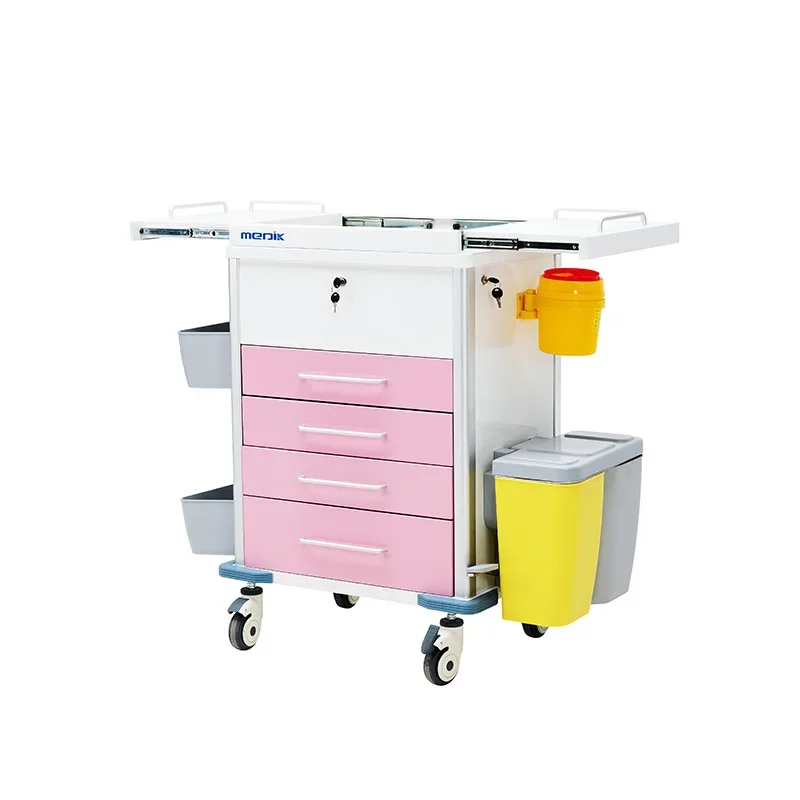 MK-C08 Medical Hospital Furniture Abs Emergency Medical Trolley for Hospital Usage Medicine Trolley Cart