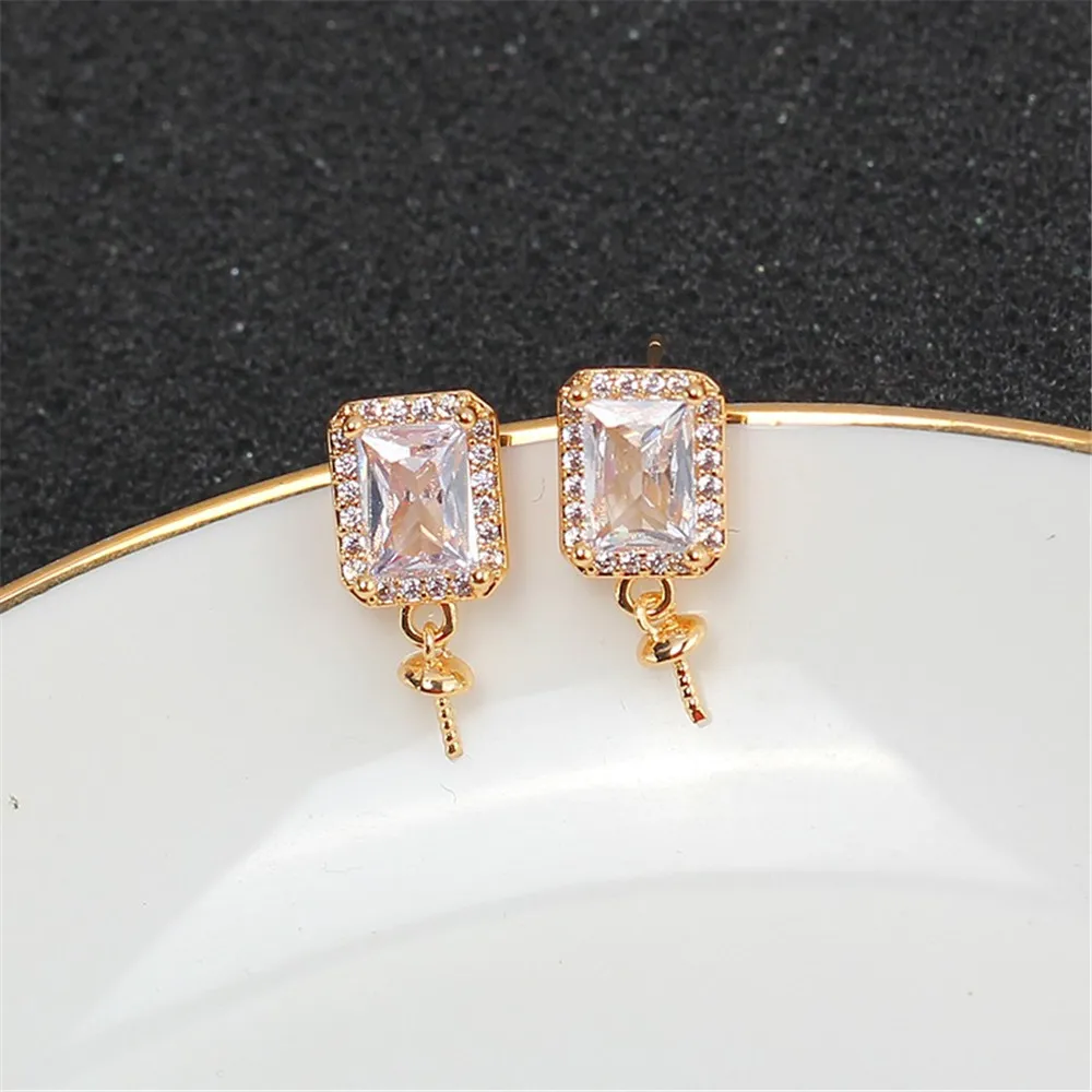 14K Gold Plated Brass Earwire Fasteners,Pearl Earring Settings ,Earring Fixtures For Jewelry Making,Earring Making Accessories