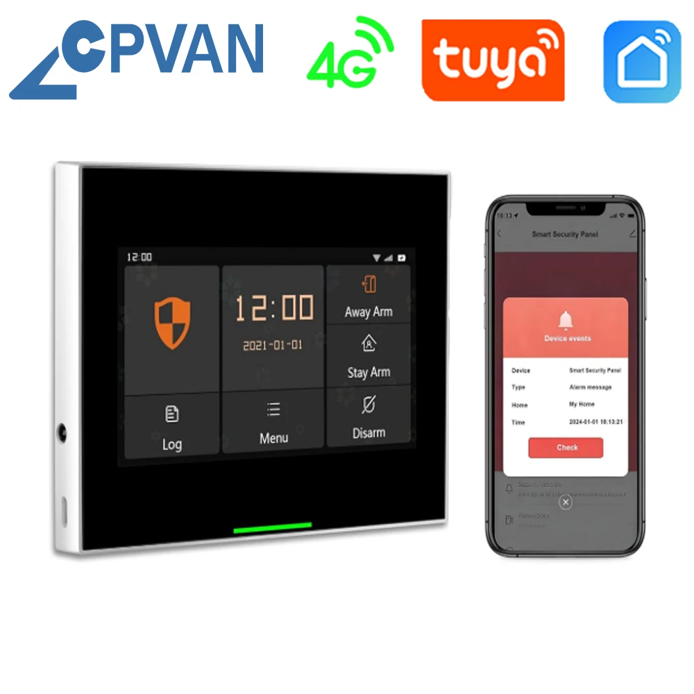 

CPVAN 4.3-inch panel Tuya Smart Home Security System Wireless WIFI 4G For Home burglar Security Protection Alarm
