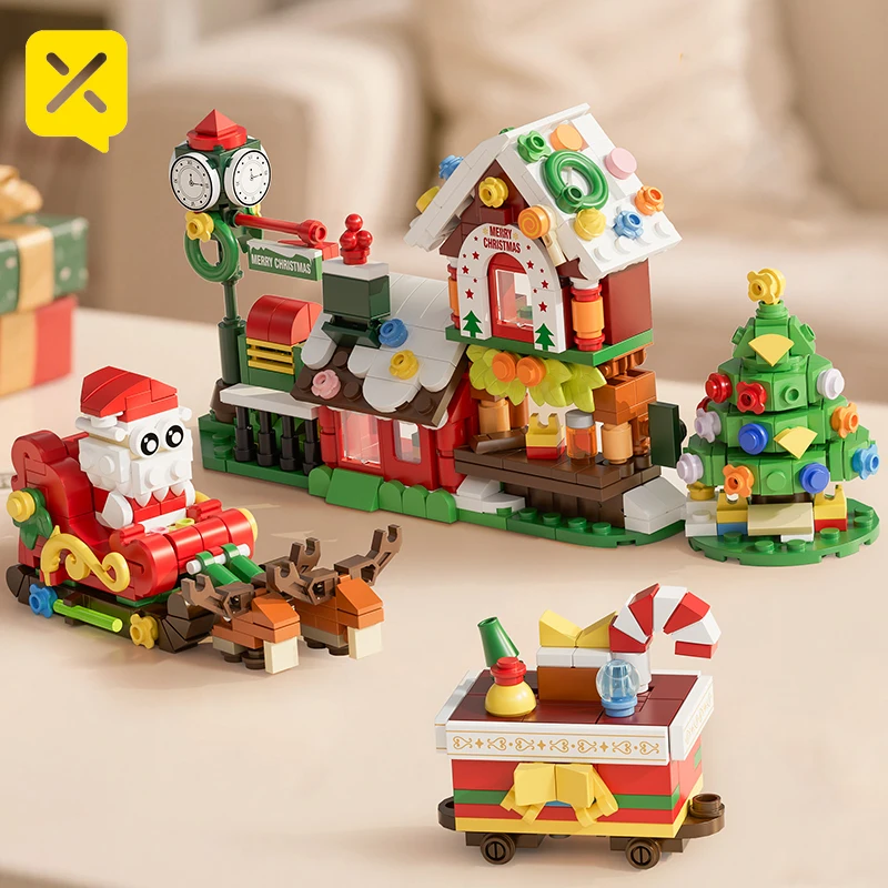 

Toylinx 690 шт. рождественские строительные блоки дом Санта-Клаус Рождественская елка DIY архитектурная модель подарок для мальчиков и девочек новый