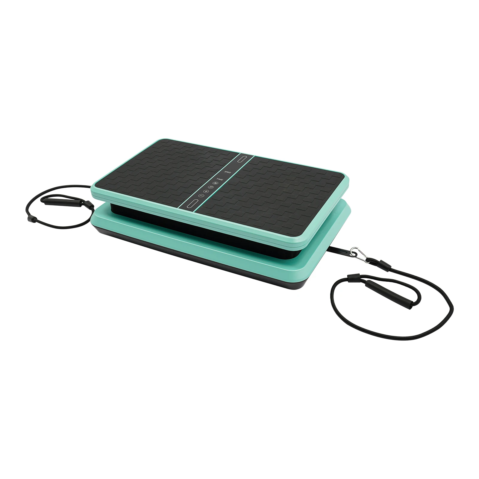 آلة تمرين لوحة الاهتزاز باللون الأخضر، مع أشرطة مقاومة وجهاز تحكم عن بعد، 99 سرعة قابلة للتعديل، لتخفيف وزن الجسم بالكامل