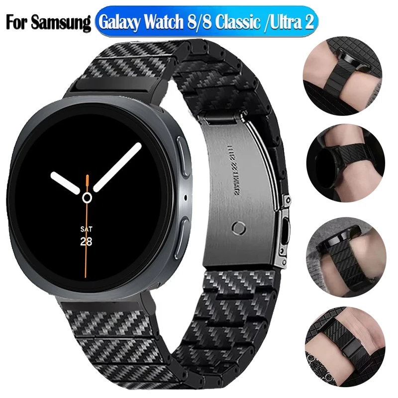Cinturino in fibra di carbonio per Samsung Watch 8 40 44mm/8 Classic 46mm cinturino senza spazi vuoti per Galaxy Watch Ultra 47mm 2025 cinturini